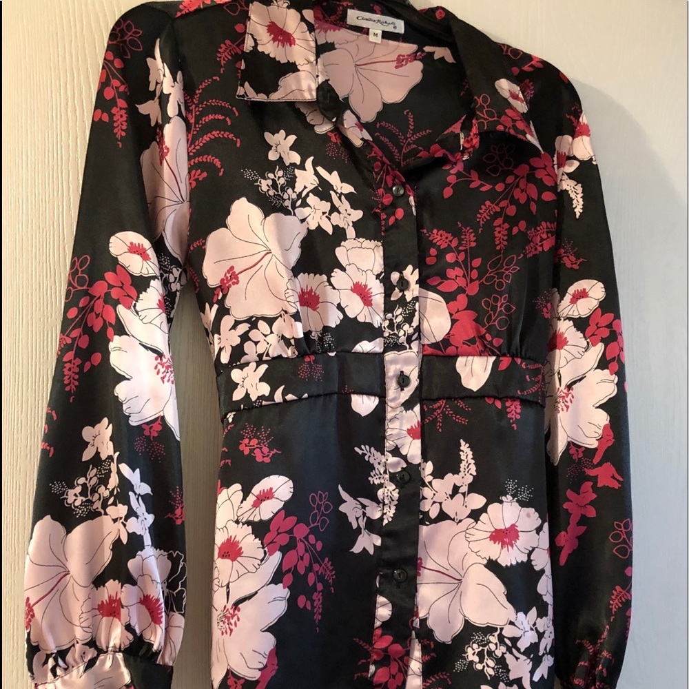 Multi-Colored “silky” feel polyester blouse